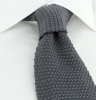 Charcoal Wide Silk Knitted Tie