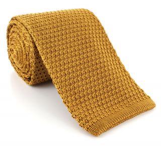 Dark Gold Wide Silk Knitted Tie