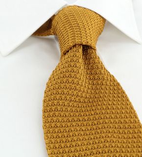 Dark Gold Wide Silk Knitted Tie