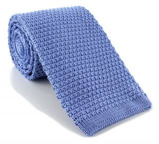 Light Blue Wide Silk Knitted Tie