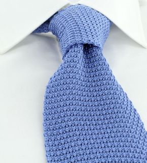 Light Blue Wide Silk Knitted Tie