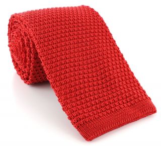 Red Wide Silk Knitted Tie