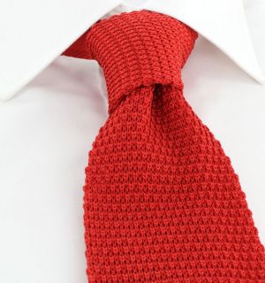 Red Wide Silk Knitted Tie