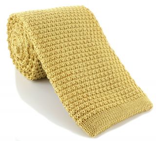 Light Gold Wide Silk Knitted Tie