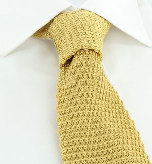 Light Gold Wide Silk Knitted Tie