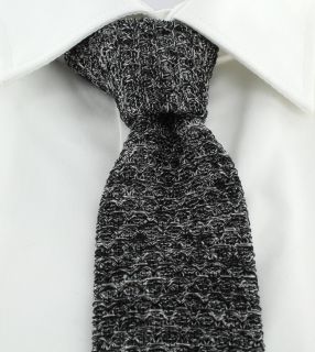 Black Mélange Skinny Silk Knitted Tie
