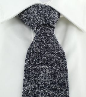 Navy Mélange Skinny Silk Knitted Tie