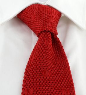 Red Textured Spot Silk Knitted Tie