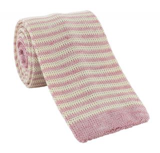 Pink with White Thin Stripe Skinny Knitted Tie
