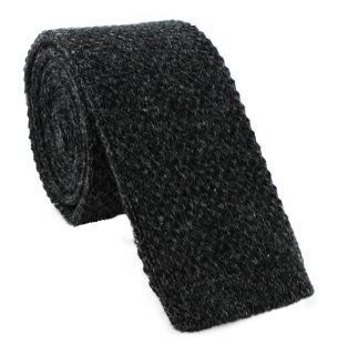 Black Skinny Acrylic & Cotton Knitted Tie