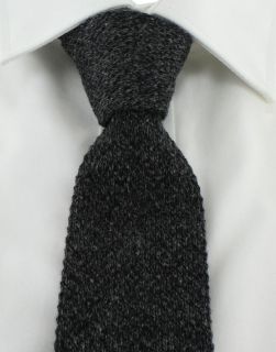 Black Skinny Acrylic & Cotton Knitted Tie