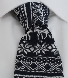 Navy & White Christmas Knitted Tie