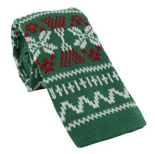 Green, Red & White Christmas Knitted Tie