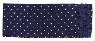 Navy Narrow Polka Dot Silk Scarf