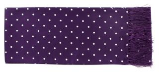 Purple Narrow Polka Dot Silk Scarf