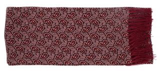 Burgundy Narrow Small Paisley Silk Scarf