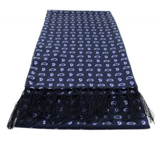 Blue Narrow Small Pine Silk Scarf