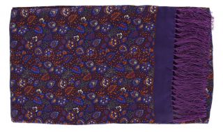 Purple Garden Floral Silk & Wool Scarf