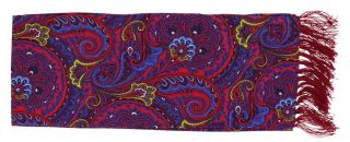 Pink Narrow Bright Paisley Silk Scarf