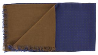 Navy with Brown Spot Silk & Wool Backed Scarf