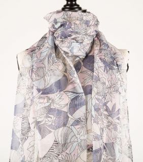 Pink Botanical Flower Scarf