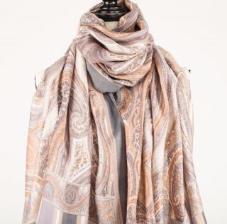 Cappuccino Large Paisley Scarf
