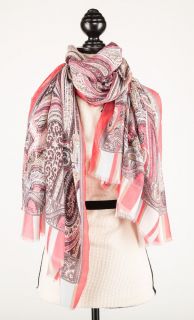 Coral Large Paisley Scarf