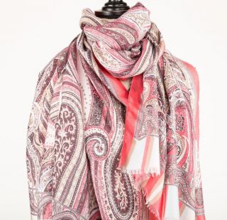 Coral Large Paisley Scarf