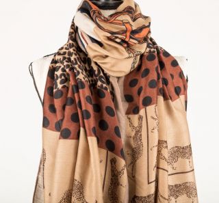 Camel Patchwork Chain Scarf