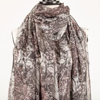 Pink Abstract Floral Paisley Scarf