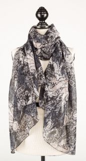 Black Abstract Floral Paisley Scarf