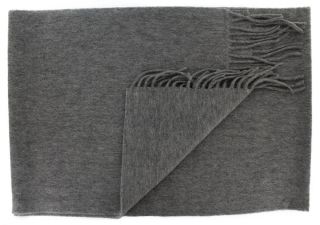 Grey Plain Wool & Cashmere Scarf