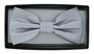 Silver Polyester Bow Tie