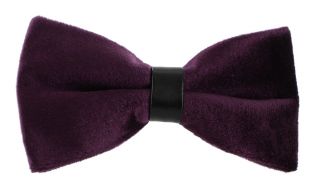 Purple with Black Velvet Ready Tied Bow Tie