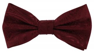 Dark Red Tonal Paisley Bow Tie