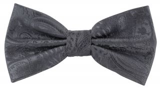 Grey Tonal Paisley Bow Tie