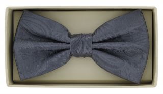 Grey Tonal Paisley Bow Tie
