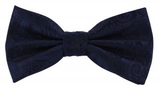 Navy Tonal Paisley Bow Tie