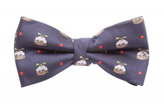 Navy Christmas Puddings Ready Tied Bow Tie