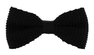 Black Silk Knitted Bow Tie