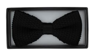 Black Silk Knitted Bow Tie