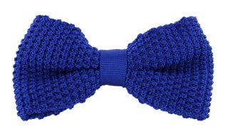 Bright Blue Silk Knitted Bow Tie