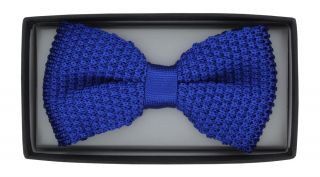 Bright Blue Silk Knitted Bow Tie