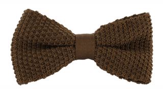Brown Silk Knitted Bow Tie