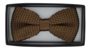 Brown Silk Knitted Bow Tie