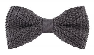 Charcoal Silk Knitted Bow Tie