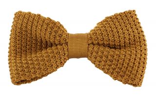 Gold Silk Knitted Bow Tie