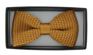 Gold Silk Knitted Bow Tie