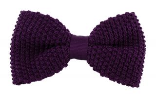 Purple Silk Knitted Bow Tie