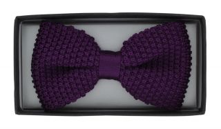 Purple Silk Knitted Bow Tie